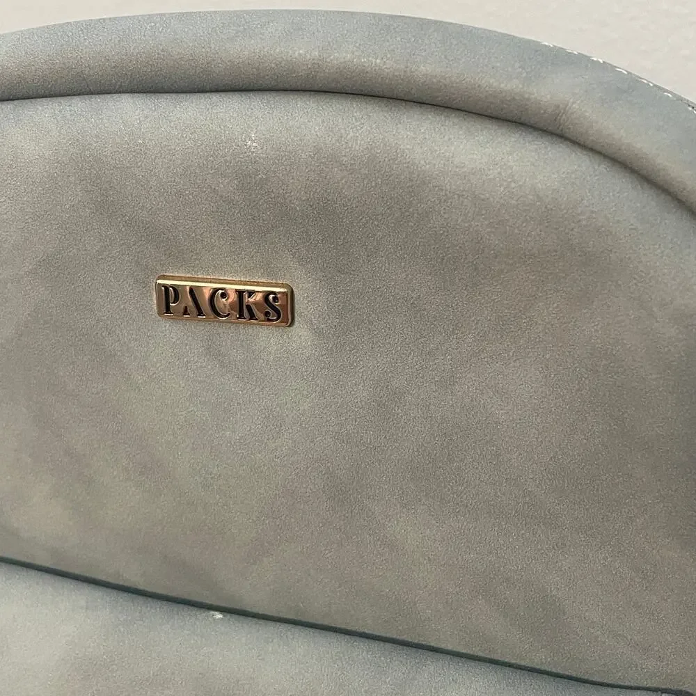 Packs Project Light Blue Faux Leather Backpack with Velvet Lining Casual Bag